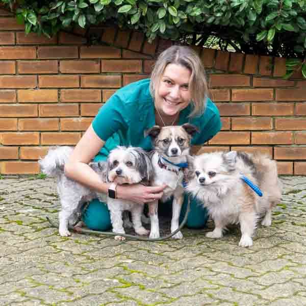 sarra with dogs